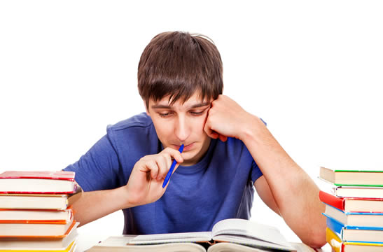 student reading a book