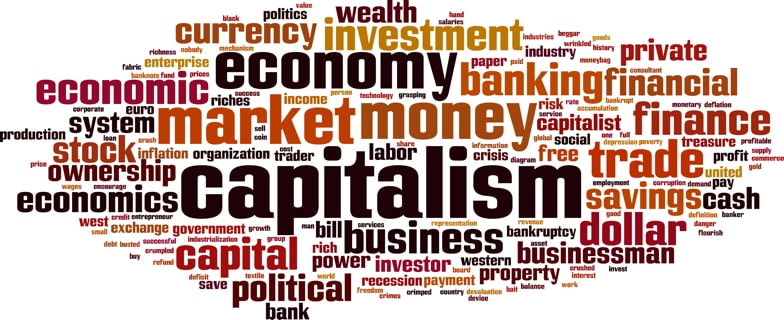 word cloud of words related to economics