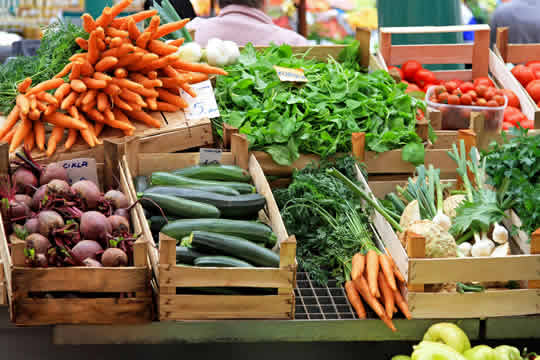 vegetables in a market