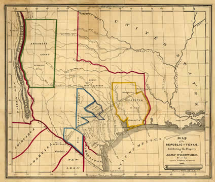 Texas map with colored lines