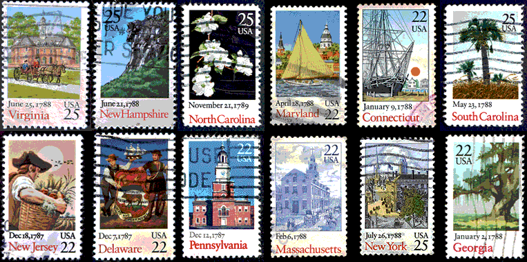 Stamps from 12 states