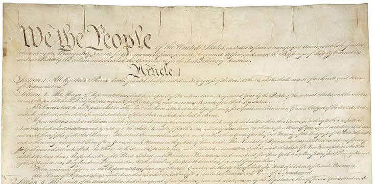 photo of the original Constitution document