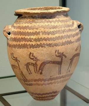 photograph of a painted ceramic urn