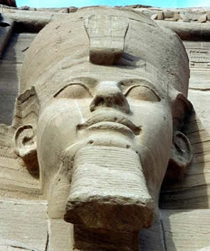 large stone carving of a head