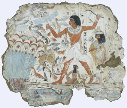 ancient painting of figures and animals