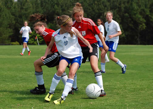 girls playing soccer
