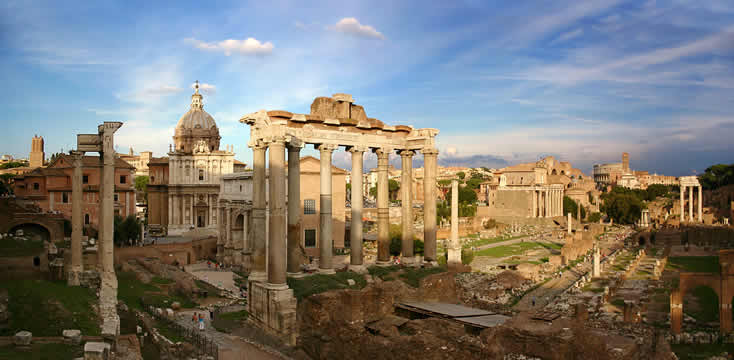 photograph of pillars and other ruins