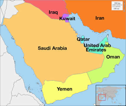 political map of the Middle East