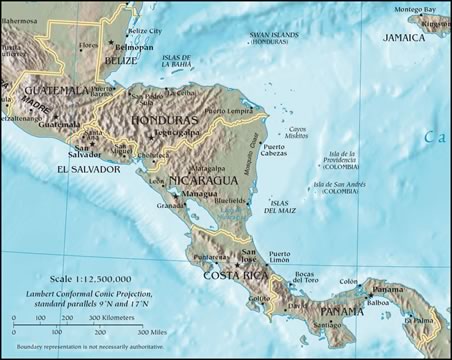 political map of Central America