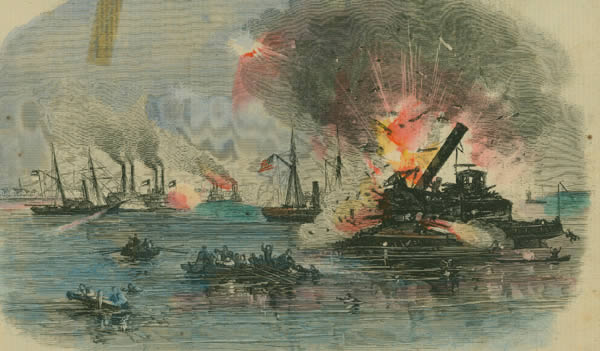 ships on fire at sea