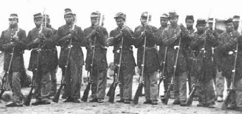 a line of armed Black soldiers