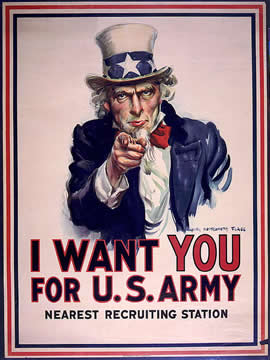 man saying "I want you for U.S. army"