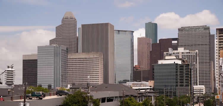 high-rise buildings in a city's commercial center