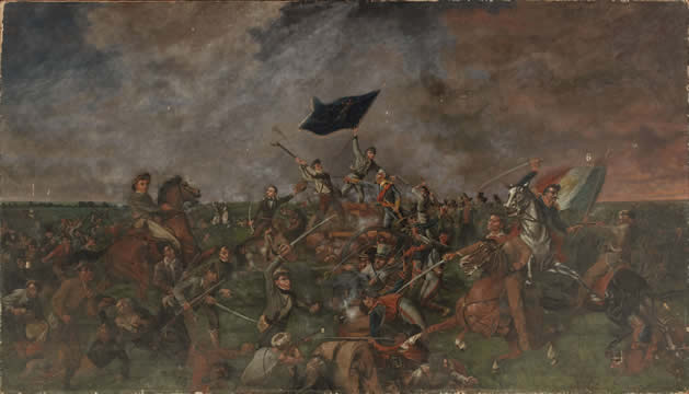 troops engaged on a battlefield