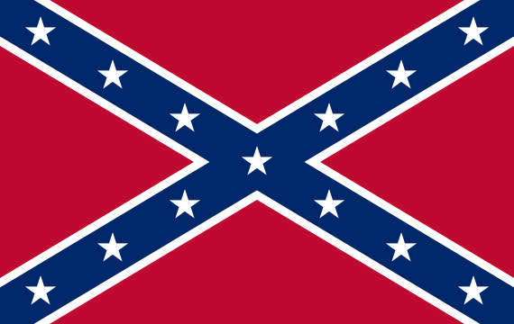 red flag with blue diagonals containing white stars