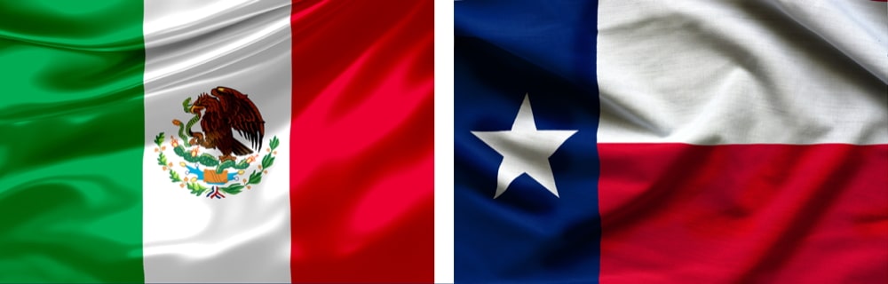 Mexican and Texas flags side by side