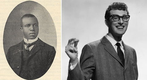 portraits of Joplin and Hollyold photograph of a family of slaves working in the cotton fields