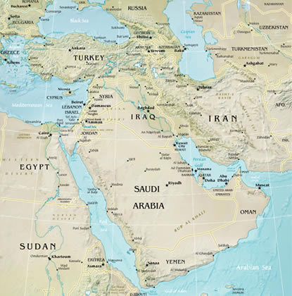 map showing names of countries