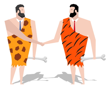cartoon of two men shaking hands
