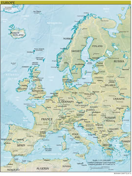 geographical map of Europe