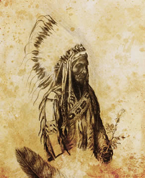 drawing of a man in traditional clothing