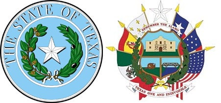 the front and back of the State of Texas seal