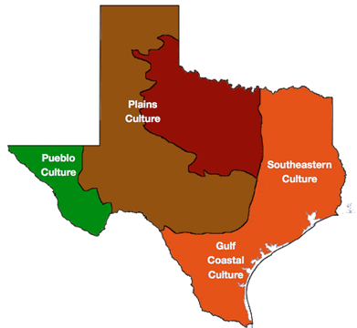 Map of Major American Indian Peoples in Texas