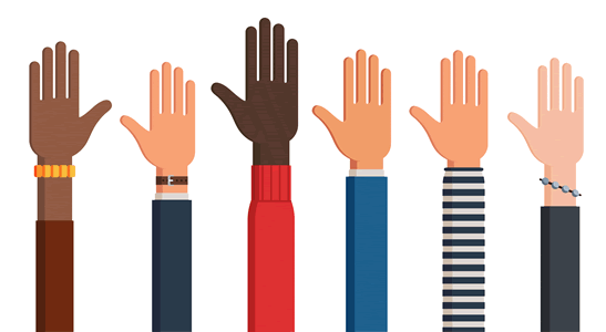 raised hands