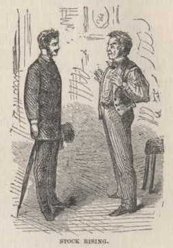 illustration showing two men in business suits facing each other in discussion