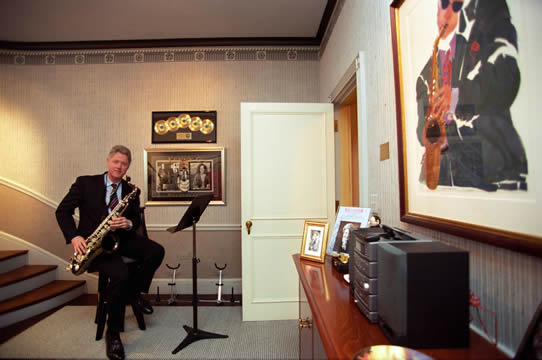 man holding a sax