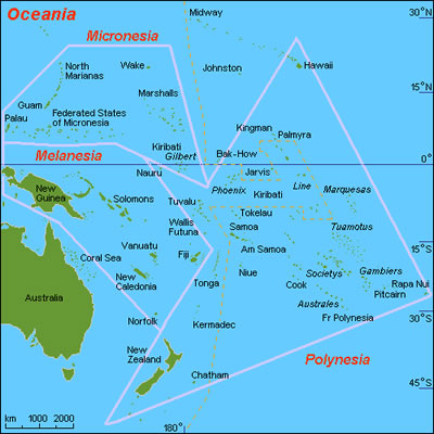 islands to the east of Australia