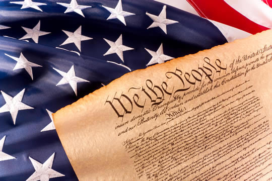 the US Constitution and the US flag