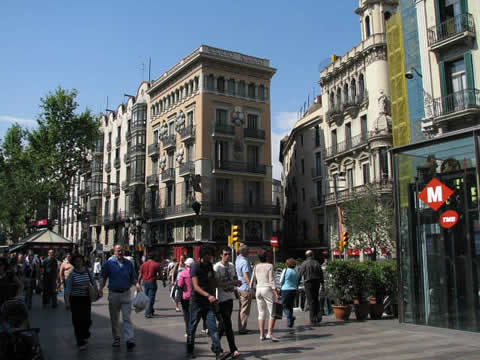 walking down a wide city street