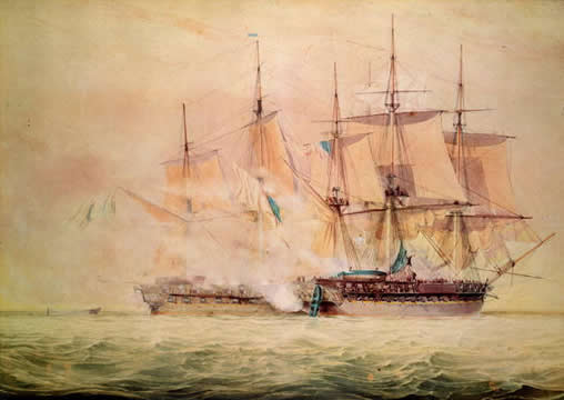 Painting of two sailing ships